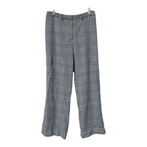 Anne Klein Wool Dress Pants Trousers Sz 12 Gray Herringbone Plaid Stretch